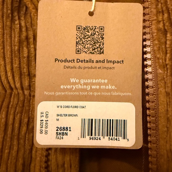 Patagonia Women's Cord Fiord Jacket NWT Discontinued Shelter Brown Color M - Picture 8 of 9